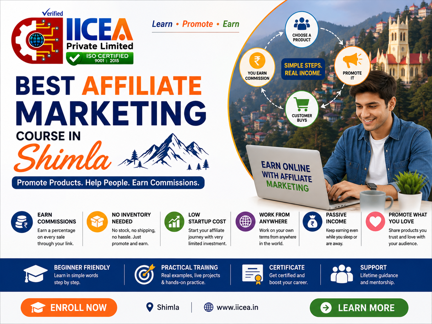 Best Affiliate Marketing Course in Shimla – IICEA training banner with practical affiliate marketing learning.