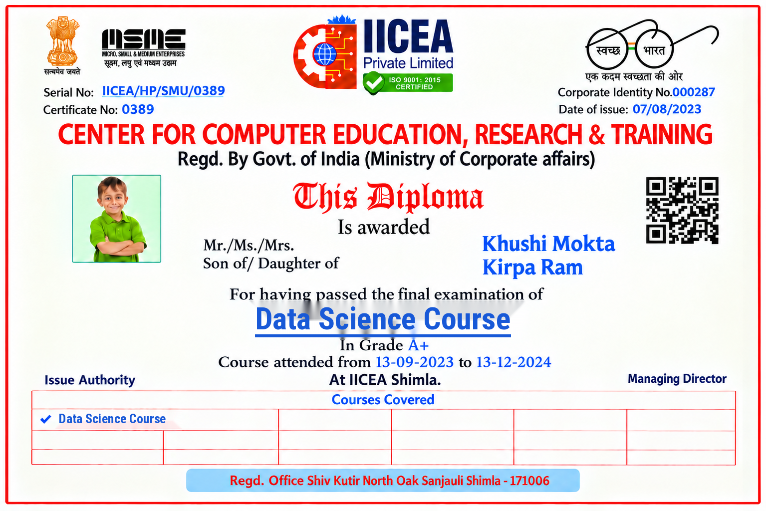 IICE Computer Education Data Science Certificate